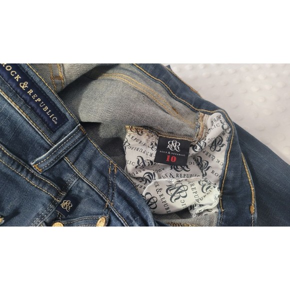 Rock & Republic Jeans‎ Womens 10 Mid Rise Berlin Straight Rinse Wash Blue Denim - Picture 14 of 15
